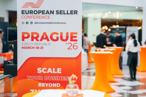 European Seller Conference Prague &rsquo;26 banner in the lobby of the Grandior Hotel Prague